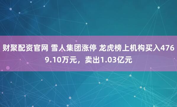 财聚配资官网 雪人集团涨停 龙虎榜上机构买入4769.10万元,卖出1.03亿元